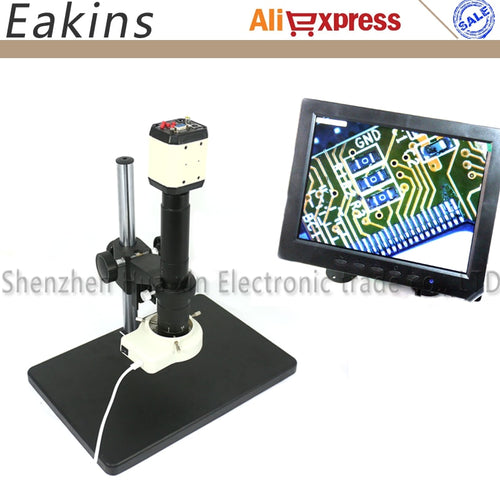 3 in1 Industry Digital Microscope CCD AV USB VGA outputs+180X C-Mount Lens+56 LED Ring Light+Big Stand +8