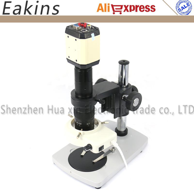 AV VGA USB Video Microscope Camera for Industry Lab Video Recorder+180X C-mount Lens +56 LED Ring Light +Metal stand holder