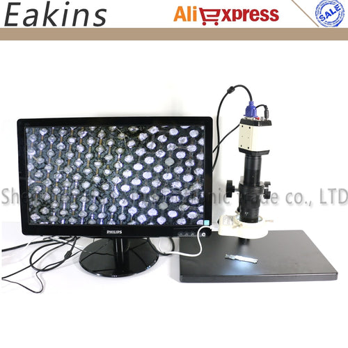 2 MP HD VGA USB Microscope Camera for Industry Lab AV TV USB Output Video Recorder +180X C-mount Lens + ring Light + Big Stand