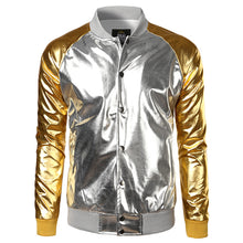 Load image into Gallery viewer, New Trend Metallic Gold Bomber Jacket Men/Women Veste Homme 2016 Night Club Fashion Slim Fit Zipper Baseball Varsity Jacket