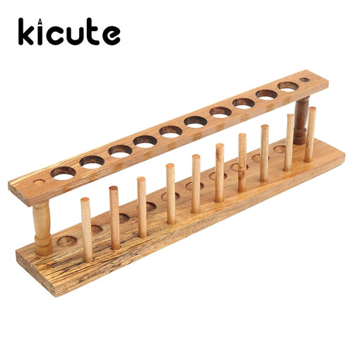 Kicute Wooden Test Tube Rack 10 Holes and 10 Pins Holder Support Burette Stand Laboratory Test tube Stand Shelf Lab Supply