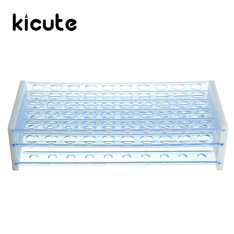 Kicute 50 Holes Plastic Test Tube Rack Standing Holder for 12-13 MM Test Tubes Stand Shelf Laboratory Supplies 255x110x62mm