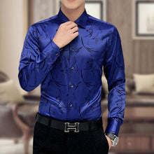 Load image into Gallery viewer, Mwxsd brand Men&#39;s printed Tuxedo Shirts Wedding Party Dress Long Sleeve Shirt Silk Tuxedo Mercerized shirt Plus Size 4xl 5XL