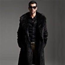 Load image into Gallery viewer, Long Oversized Mens Cashmere Trench Coat 2017 Winter Thick Warm Faux Fox Fur Jackets Plus Size Fluffy Fur Overcoat Manteau Homme