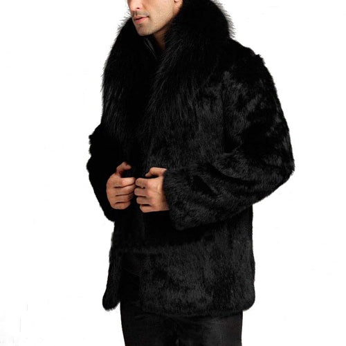 2017  Men Unisex Faux Leather Winter Autumn Solid High Quality Fashion Warm Artificial Fur Coat Winter Jacket 2017