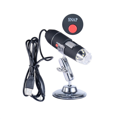 Portable USB Digital Microscope 40X-1000X Electron Microscope with 8 LED light & Silver Bracket