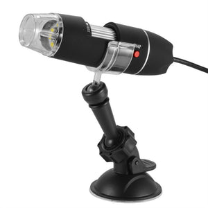 Portable USB Digital Microscope 40X-1000X Electron Microscope with 8 LED light & Black Sucker Bracket