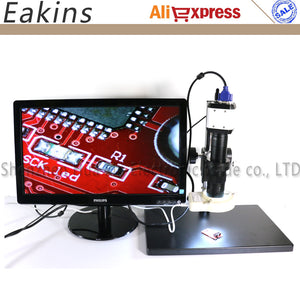 2 MP HD VGA USB Microscope Camera for Industry Lab AV TV USB Output Video Recorder + C-mount Lens + ring Light + Stand
