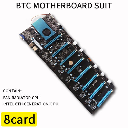 BTC IC6S Mining Motherboard 8 Graphics Cards Slots DDR4 VGA USB2.0 SATA3.0 1000Mbps LAN Mainboard Support SDD Wifi