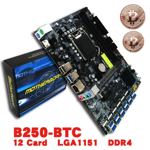 Professional B250 BTC Mainboard LGA1151 CPU DDR4 Memory 12 Card USB3.0 Expansion Adapter Desktop Computer Motherboard