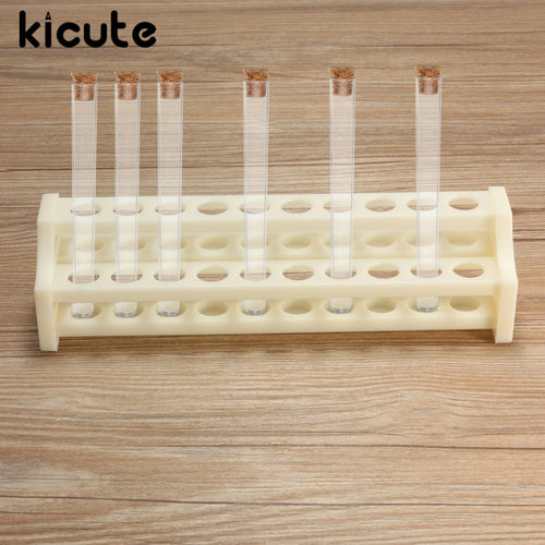 Kicute White 20Holes Laboratory Test Tube Rack Plastic in Test Tube 15mm Tubing Holder Rack Stand Shelf For School LabEquipment