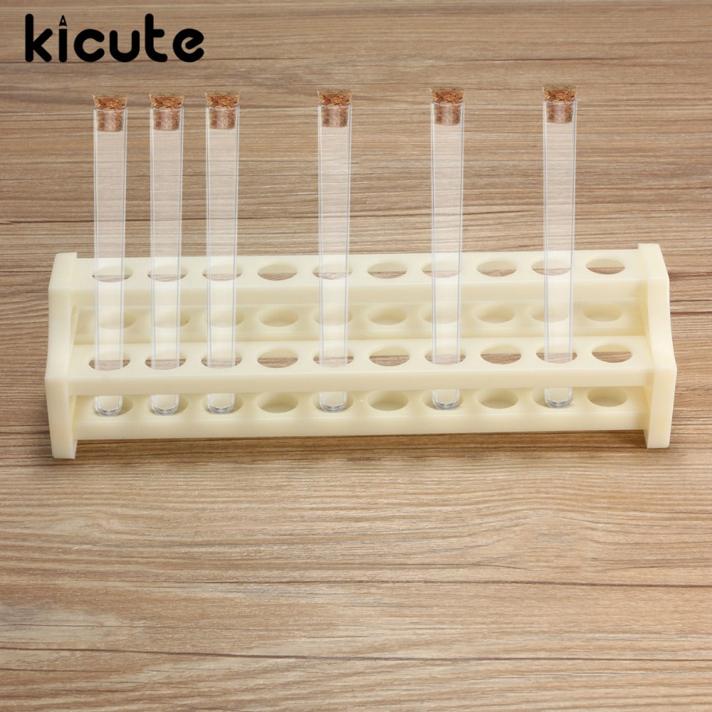 Kicute White 20Holes Laboratory Test Tube Rack Plastic in Test Tube 15mm Tubing Holder Rack Stand Shelf For School LabEquipment