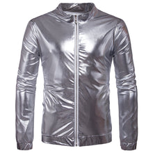 Load image into Gallery viewer, Night Club Bomber Jacket Men Metallic Shiny Gold Mens Jackets and Coats 2017 New Stage Veste Homme Slim Fit Lightweight Jaqueta