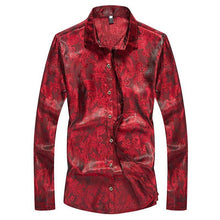 Load image into Gallery viewer, LASPERAL Casual Long Sleeve Men Shirts 2018 Fashion Flower Print Slim Fit Dress Shirts Bright Silk Slim Fit Male Shirts Tops
