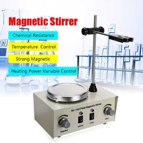 79-1 110/220V 250W 1000ml Hot Plate Magnetic Stirrer Lab Heating Dual Control Mixer US/AU/EU No Noise/Vibration Fuses Protection