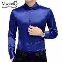 Load image into Gallery viewer, Mwxsd brand Men&#39;s tuxedo dress Shirts Wedding Party Luxury Long Sleeve Shirt Silk soft Shirt Men Mercerized business Shirt