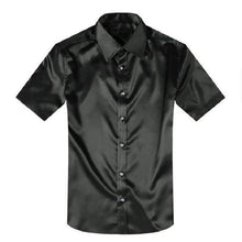 Load image into Gallery viewer, Men&#39;s Silk Shirt Short Sleeve Button Solid Dress Shirts Men Fashion Business Slim Fit 2018 Summer Casual Camisa Masculina M-3XL