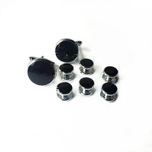 Load image into Gallery viewer, UJOY Classic Design 4 Color Shirt  Enamel Cufflinks And Tuxedo Studs Set 1 Pair Cufflinks &amp; 6 PCS Black Gold Blue White