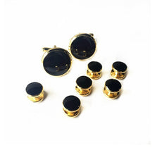Load image into Gallery viewer, UJOY Classic Design 4 Color Shirt  Enamel Cufflinks And Tuxedo Studs Set 1 Pair Cufflinks &amp; 6 PCS Black Gold Blue White