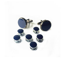 Load image into Gallery viewer, UJOY Classic Design 4 Color Shirt  Enamel Cufflinks And Tuxedo Studs Set 1 Pair Cufflinks &amp; 6 PCS Black Gold Blue White