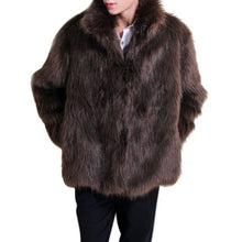 Load image into Gallery viewer, Men&#39;s Faux Leather Solid Long Sleeve Artificial Fur Jacket Luxury Jacket Parker Luxury Fur Coat Features Full Fur Trendy