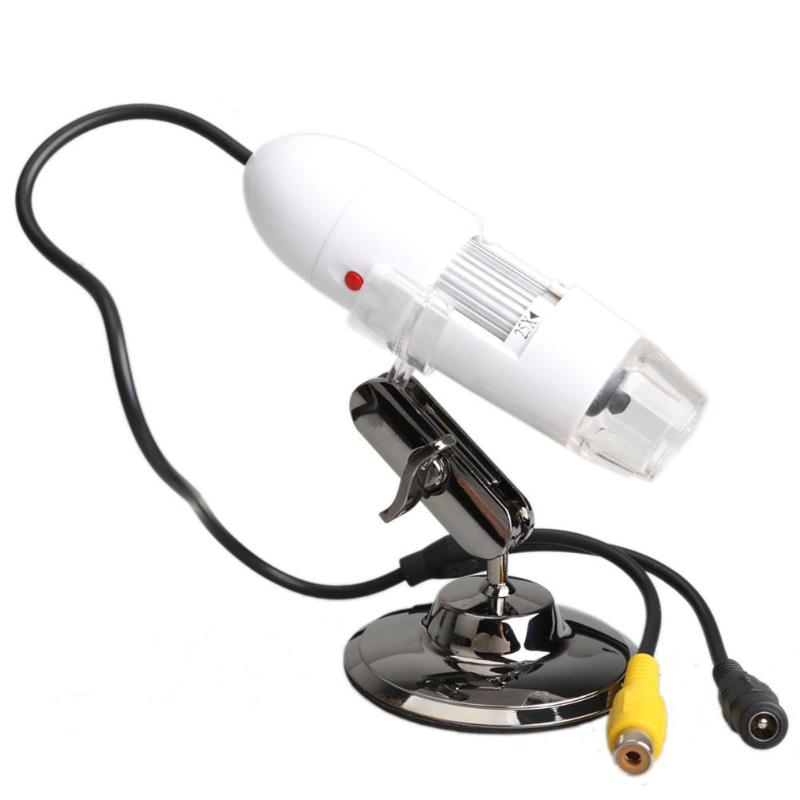 Practical Electronics USB TV AV Interface 8 LED Digital Camera Microscope Endoscope Magnifier 25X-400X Magnification Measure