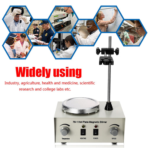 US/AU/EU 79-1 110/220V 250W 1000ml Hot Plate Magnetic Stirrer Lab Heating Dual Control Mixer No Noise/Vibration Fuses Protection