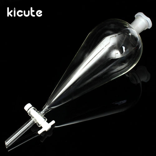 Kicute Excellent 1000ml Pear Shape Glass Separatory Funnel With PTFE Stopcock Laboratory Supply School Chemistry Lab Stationery
