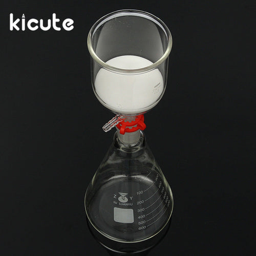 KiCute New 1000ml Glass Suction Filter Kit Laboratory Bottle 350ml Buchner Funnel 1 Litre Erlenmeyer Flask School Lab Supplies