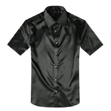 Load image into Gallery viewer, Men&#39;s Silk Shirt Short Sleeve Button Solid Dress Shirts Men Fashion Business Slim Fit 2018 Summer Casual Camisa Masculina M-3XL