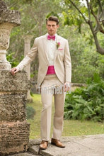 Load image into Gallery viewer, New Arrival One Button Gold Satin Groom Tuxedos Groomsmen Mens Wedding Suits Prom Bridegroom (Jacket+Pants+Girdle+Tie) NO:363