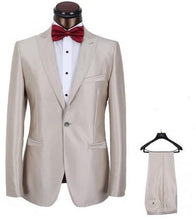 Load image into Gallery viewer, New Arrival One Button Gold Satin Groom Tuxedos Groomsmen Mens Wedding Suits Prom Bridegroom (Jacket+Pants+Girdle+Tie) NO:363