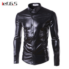 Load image into Gallery viewer, IEF.G.S Men Glossy Shirt Casual Slim Fit Long Sleeve Gold Shiny Silver Streetwear Camisa Hombre Men Clothes 2018 Floral Shirt