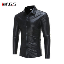 Load image into Gallery viewer, IEF.G.S Men Glossy Shirt Casual Slim Fit Long Sleeve Gold Shiny Silver Streetwear Camisa Hombre Men Clothes 2018 Floral Shirt