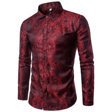 Load image into Gallery viewer, Gold Elegant Shirt Casual Men Party Clothing Blusa Fitness New Arrival Holiday Tops 2018 New Arrival Blouse Floral Male Shirts