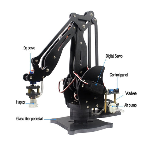 Pump Mechanical Robot Arm Suction Cups Simulation Industry Manipulator Glass Fiber Stand with Full Digital Servo +Controller