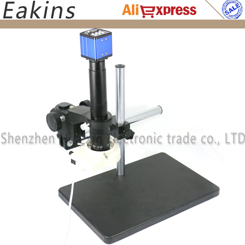 2.0MP VGA video industrial microscopes camera+Big Boom Stand+Universal bracket+180X/300X C-MOUNT Lens+56 LED Ring Light for Lab