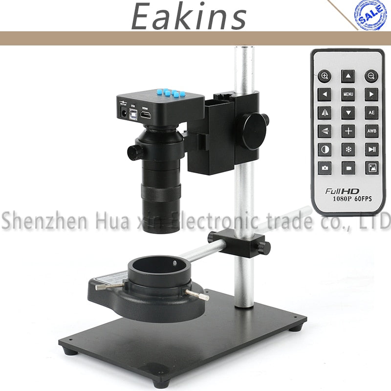 16MP 1080P Industrial Video Microscope Camera Set HDMI USB Outputs 100X C-Mount Lens 144 LED Light Stand For Industry Lab PCB