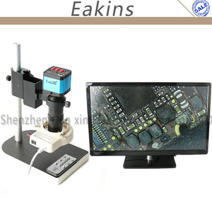 14MP CMOS HDMI Microscope Camera For Industry Lab PCB USB Output TF Card Video Recorder+100X C-mount Lens + 56 LED Light + Stand