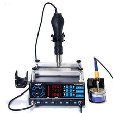 Load image into Gallery viewer, YIHUA 853AAA Preheating Station 3 In 1 Rework Station Soldering Irons Hot Air Desoldering Station With Hot Air Gun Stand for lab