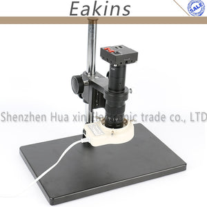 16MP 180X/300X 60FPS HDMI USB HD Indusry Lab Microscope Camera TF Video + C-Mount Lens + Dual Arm Stereo Table Stand + 144 Light
