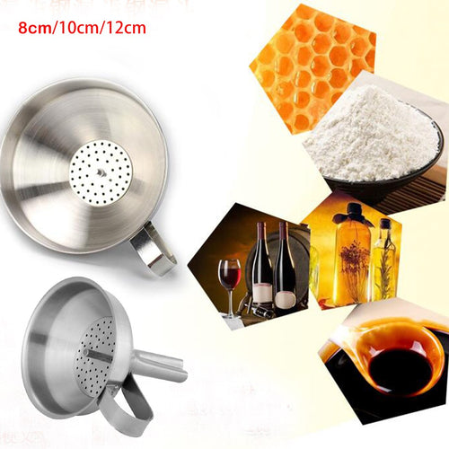 Fashion stainless steel mesh With Detachable Strainer Large Wide Mouth Funnel Water Liquid Lab Car Kitchen Tool