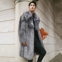 Load image into Gallery viewer, New Specials Imitation Fur Coat Imitation Fox Fur Long Coat Men Silver Fake Fur Plus Size 5XL Male Warm Winter Jacket MZ3031