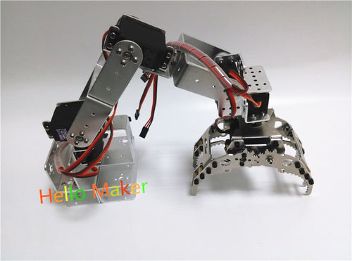Hello Maker H415 Industrial Robot Mechanical Arm 100% Alloy Six degrees of freedom Robot Arm Rack with 6 Servos
